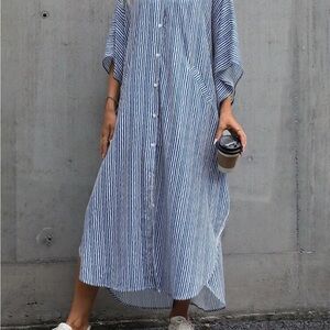 Striped Blue Maxi Dress from SHEIN